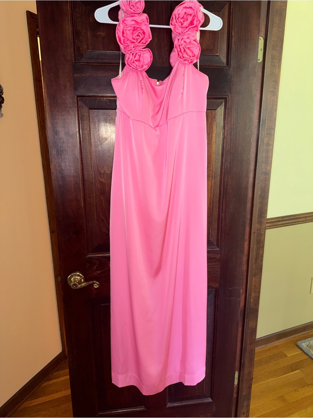 EEUC Lilly Pulitzer size 10 Aamira Pink Rosette-Shoulder Maxi Dress roses long